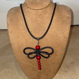 NWT Rubber Dragonfly Necklace